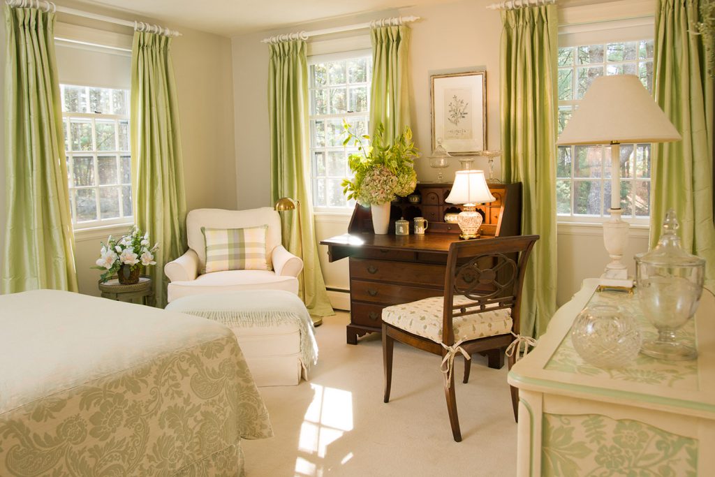 bedroom interior with green palette