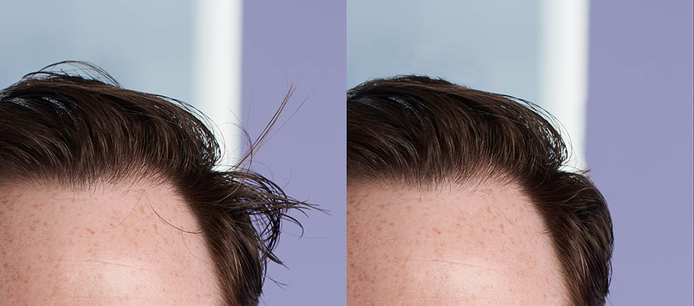 retouch fly away hair spikes