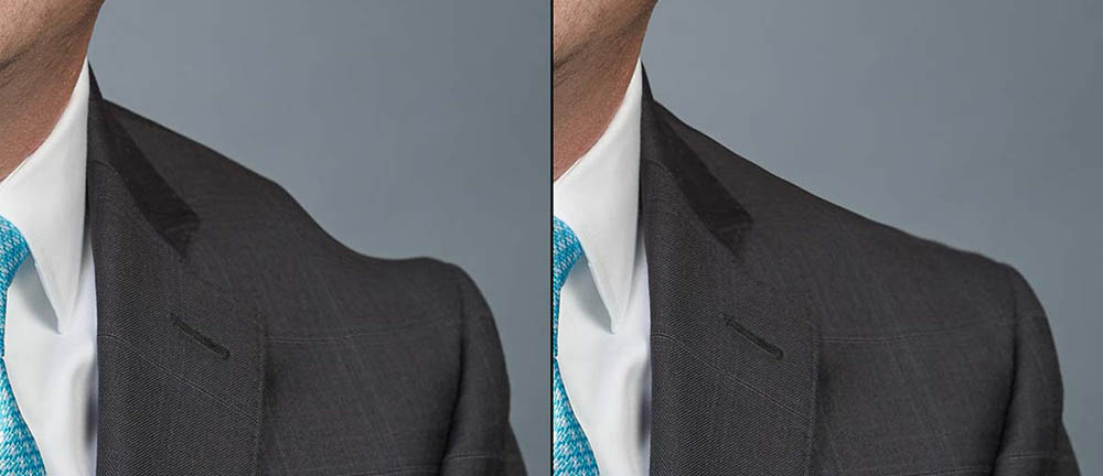 bump removed from suit jacket shoulder line